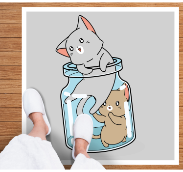 Vinyl Teppich Tiere süßes katzenglas - TenStickers