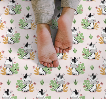 Vinyl Teppich kindlich zebra-dschungel-muster - TenStickers
