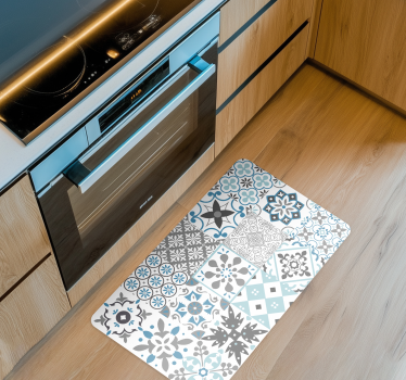 Vinyl Teppich Küche blaues mosaik - TenStickers