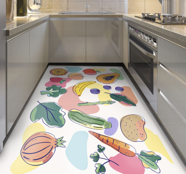 Vinyl Teppich Küche bunte fruchtillustration - TenStickers