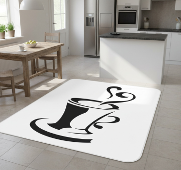 Vinyl teppich küche kaffee mit herz - TenStickers