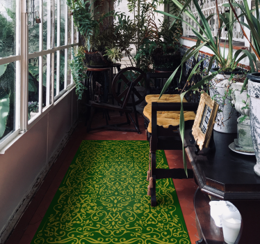 Vinyl Teppich Küche Elegante ornamente grün - TenStickers