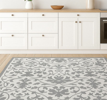 Vinyl teppich küche elegantes graues arabeskenmuster - TenStickers