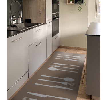 Vinyl Teppich Küche Gabel, Messer und Löffel - TenStickers