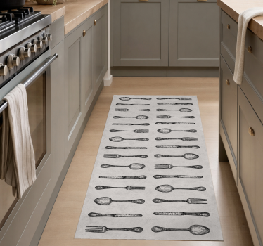 Vinyl teppich küche graues besteckdesign - TenStickers