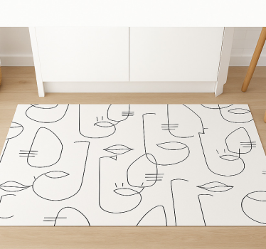 Vinyl teppich küche mit abstrakten gesichtsteilen - TenStickers
