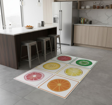 Vinyl teppich küche mit geschnittenem obst - TenStickers