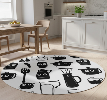 Vinyl teppich küche mit schwarzen utensilien - TenStickers