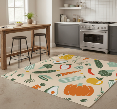 Vinyl teppich küche mit beigem essensmuster - TenStickers