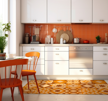 Vinyl Teppich Küche rustikale orangen Fliesen - TenStickers