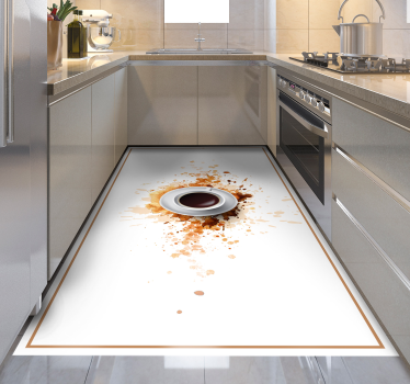 Vinyl teppich küche verschütteter kaffee illusion - TenStickers