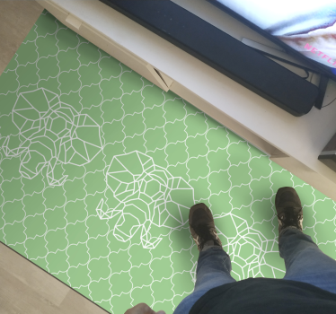 Vinyl Teppich Tiere grüne geometrische elefanten - TenStickers