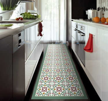 Vinyl Teppich Küche elegantes blumenmosaik - TenStickers