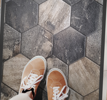 Vinyl Teppich Steinoptik sechseckiges graues motiv - TenStickers