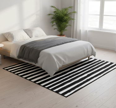 Vinyl teppich minimalistisch schwarz-weiß streifen - TenStickers