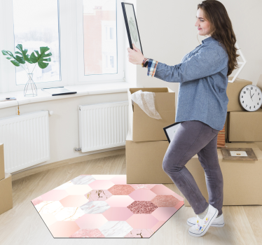Vinyl Teppich minimalistisch sechseckiges pastell - TenStickers