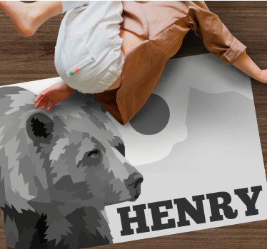 Vinyl Teppich mit Namen personalisierbarer bär - TenStickers