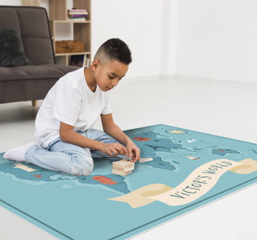 Vinyl Teppich mit Namen personalisierte karte - TenStickers