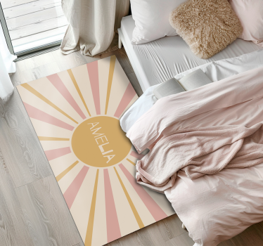 Personalisierter Sonnenstrahl-Text Vinyl Teppich mit Name - TenStickers
