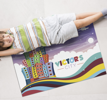 Vinyl Teppich mit Namen stadtbild regenbogen - TenStickers