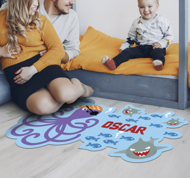 Vinyl Teppich mit Name anpassbare Ozeanwesen Akzent - TenStickers