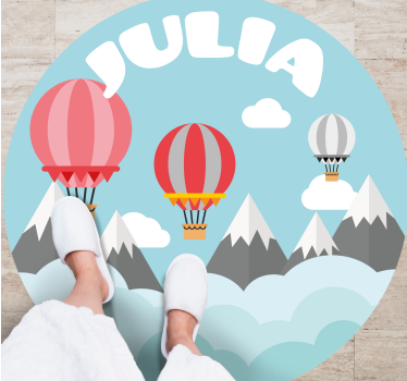 Vinyl Teppich kindlich berge und luftballons mit namen - TenStickers