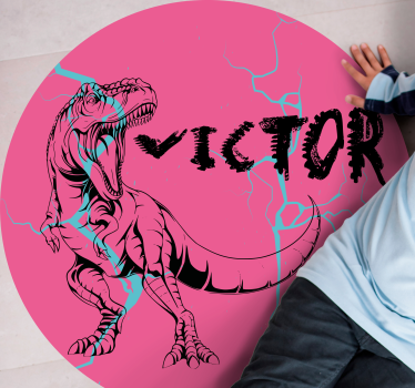 Vinyl Teppich kindlich rosa t-rex mit namen - TenStickers