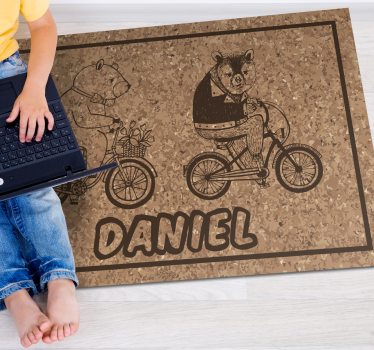 Vinyl Teppich kindlich fahrradbären mit namen - TenStickers