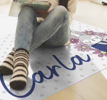Vinyl Teppich kindlich graues häschen mit namen - TenStickers