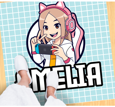 Vinyl Teppich Jugendzimmer gaming-mädchen mit namen - TenStickers