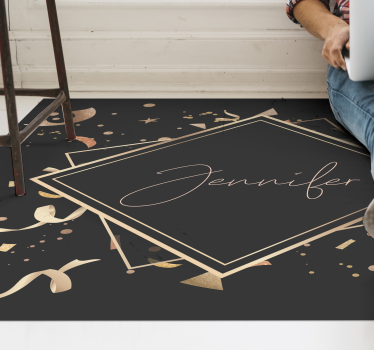 Vinyl Teppich Jugendzimmer goldenes konfetti mit namen - TenStickers