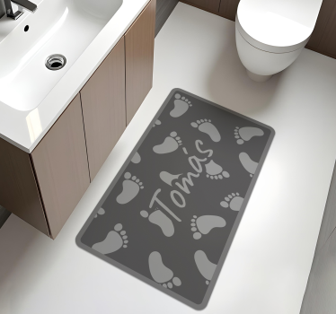 Vinyl Teppich mit Namen graues fußstapfen-design - TenStickers