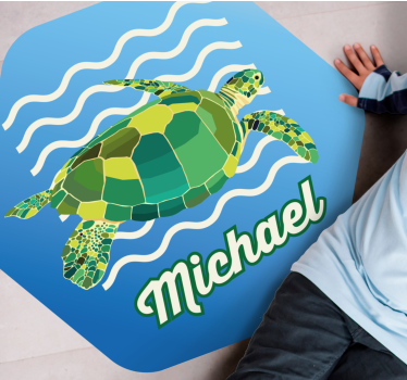 Vinyl Teppich mit Namen personalisierte meeresschildkröte - TenStickers