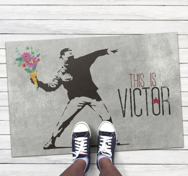 Vinyl Teppich mit Namen personalisierter blumenstrauß - TenStickers