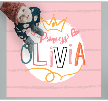 Vinyl Teppich kindlich gekrönte prinzessin mit namen - TenStickers