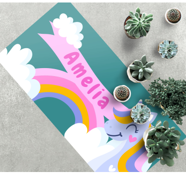 Vinyl Teppich kindlich regenbogen-einhorn-kostüm - TenStickers