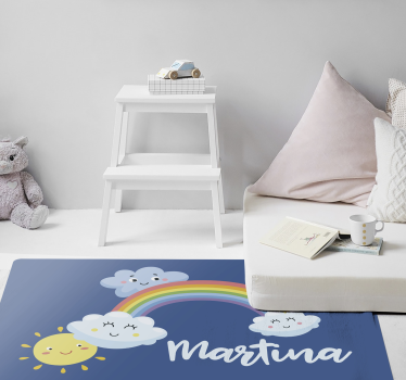 Vinyl teppich kindlich mit regenbogenwolken - TenStickers