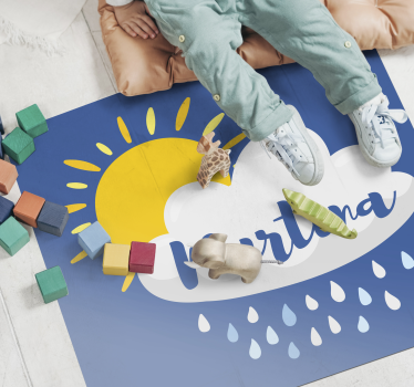 Vinyl Teppich kindlich regenwolke mit namen - TenStickers