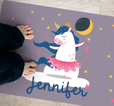 Vinyl Teppich kindlich benutzerdefiniertes tanzendes einhorn - TenStickers