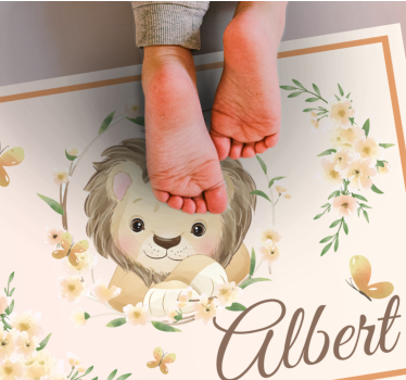 Vinyl Teppich kindlich löwenbaby mit namen - TenStickers