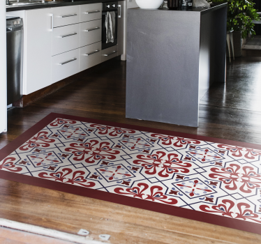 Vinyl Teppich Küche rotes blumenmotiv - TenStickers