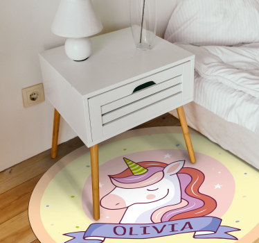 Vinyl Teppich Einhorn-Profil mit Namen - TenStickers