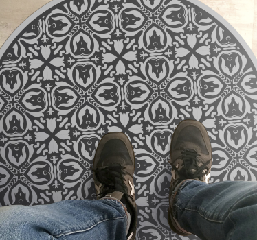 Vinyl Teppich rund Grauer klassiker gekachelt - TenStickers