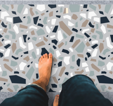 Vinyl Teppich Steinoptik fragmentierter grauer terrazzo - TenStickers