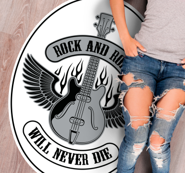 Vinyl Teppich mit Namen rock and roll wird niemals sterben - TenStickers