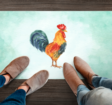 Vinyl Teppich Tiere aquarell hahn kunstwerk - TenStickers