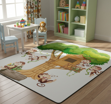 Vinyl teppich tiere affen im baumhaus - TenStickers