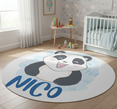 Vinyl teppich tiere baby panda überrascht mit namen - TenStickers