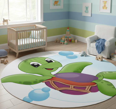 Vinyl teppich tiere mit spielender baby-schildkröte - TenStickers