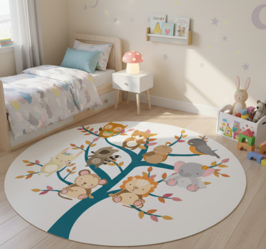 Vinyl teppich tiere baum mit babys - TenStickers